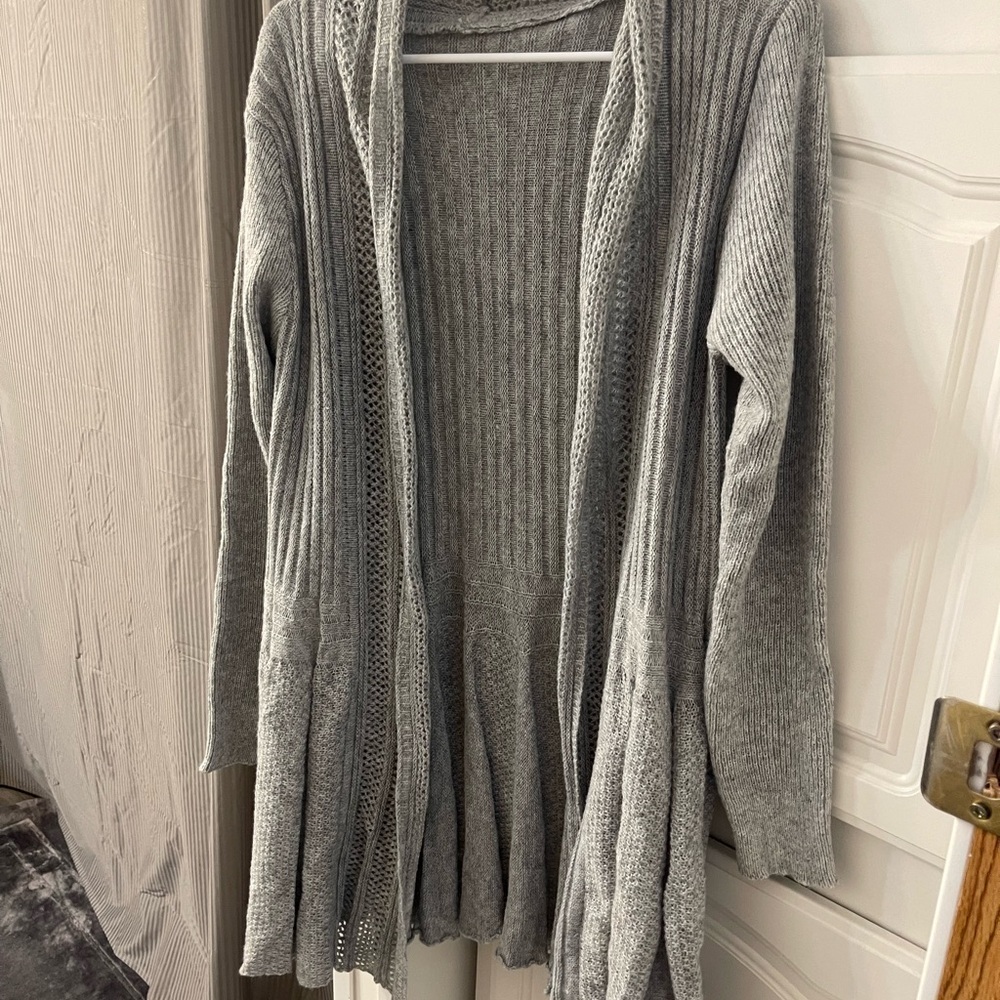Gray Open-Front Women's Sweater